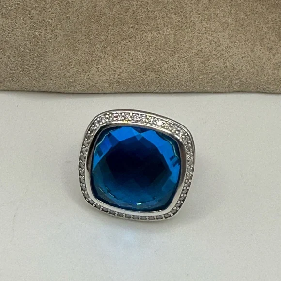 David Yuman Blue Topaz & Diamonds Ring - Picture 6 of 6